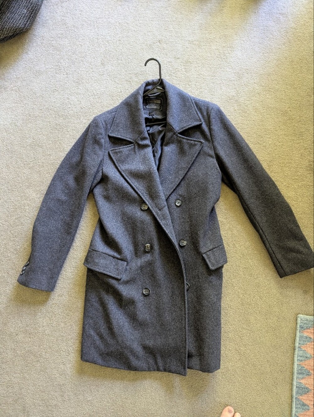 Men's Double-Breasted Pea Coat in Charcoal Gray
